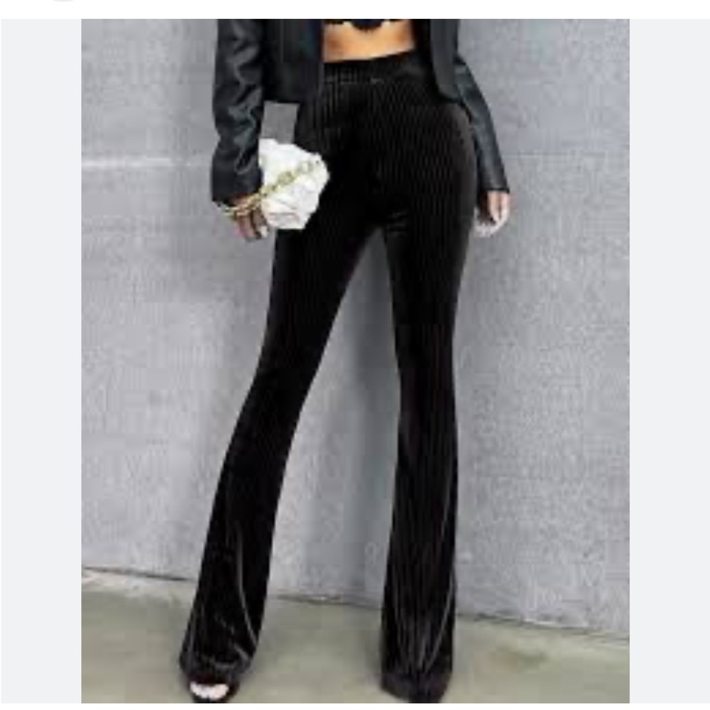 Black velour corduroy Flare Boot Cut Pants with back pocket Sz Med